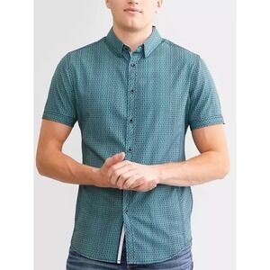 J B Holt Mens Tailored Performance Stretch Button Down Shirt XL Short Sleeve